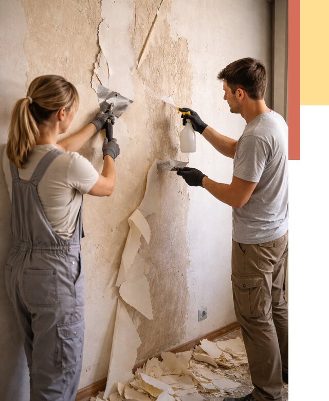 Снятие старых обоев в Павловском Посаде от 5335 руб. под ключ недорого | ОТДЕЛОЧНИК-Пвл