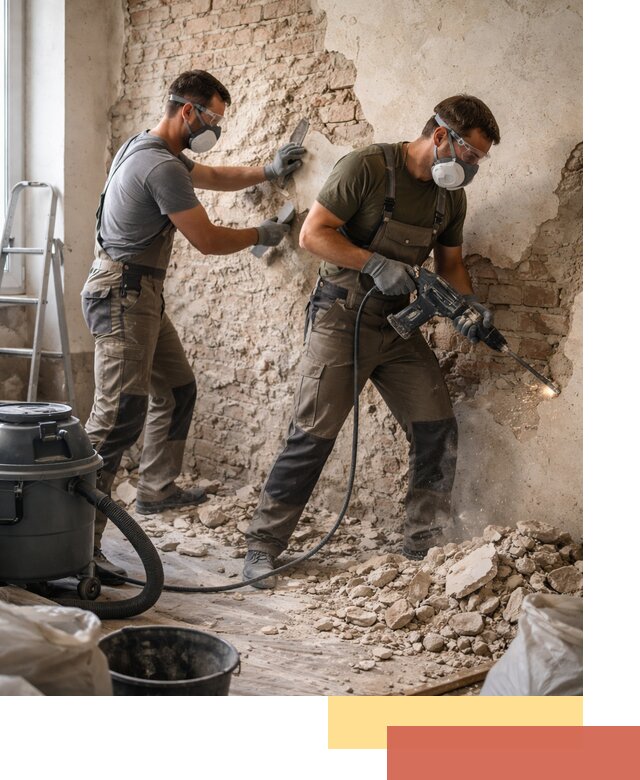 Демонтаж штукатурки со стен в Павловском Посаде быстро и аккуратно