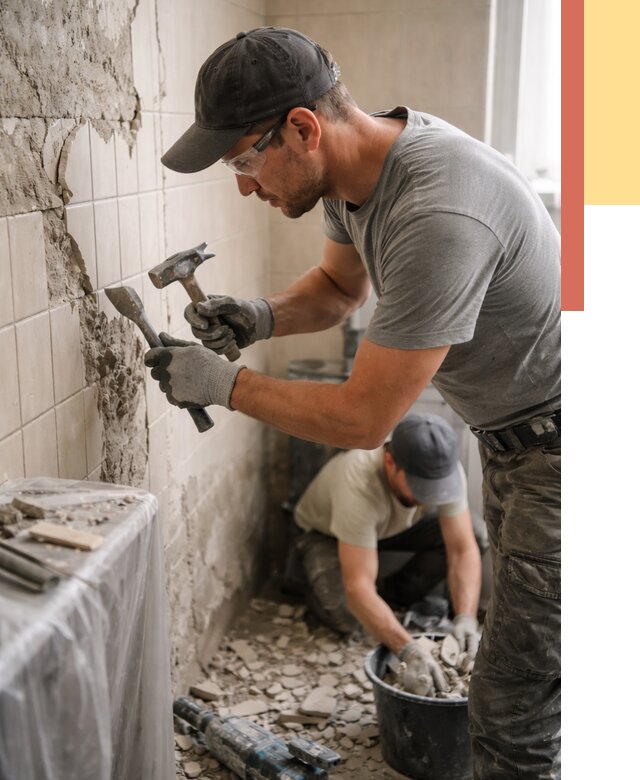 Демонтаж плитки со стен в Павловском Посаде от 864 руб. — быстро и недорого | ОТДЕЛОЧНИК-Пвл