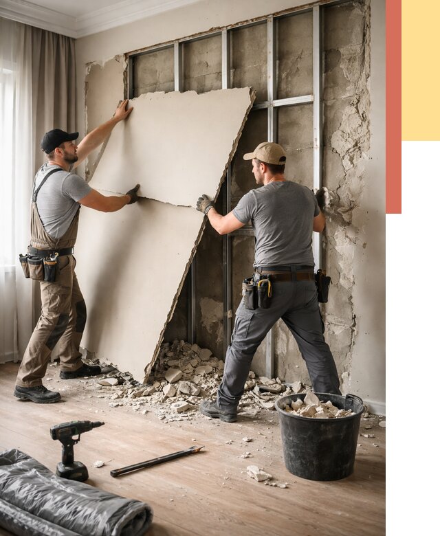 Демонтаж гипсокартона со стен в Павловском Посаде от 356 руб. — услуги демонтажа | ОТДЕЛОЧНИК-Пвл