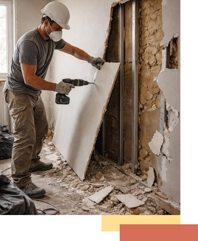 Демонтаж гипсокартона со стен в Павловском Посаде качественно и быстро