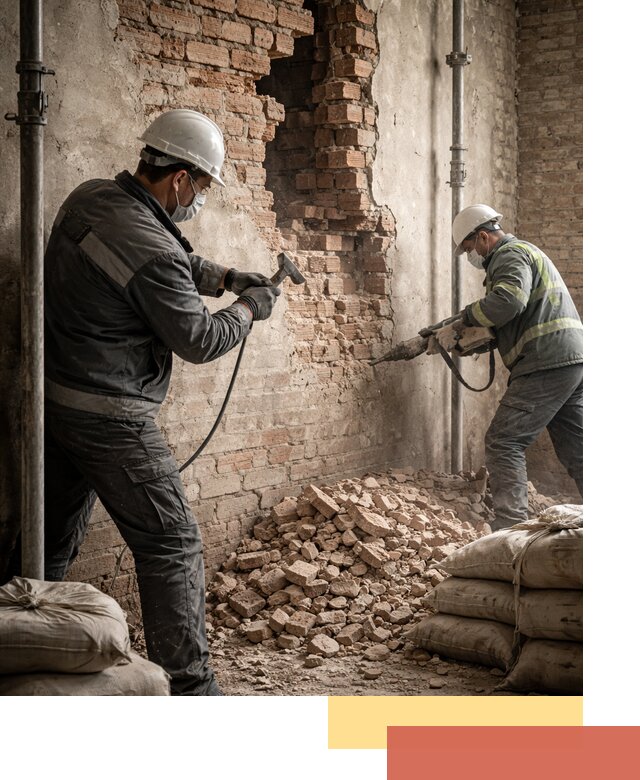 Демонтаж кирпичных стен в Павловском Посаде быстро и безопасно