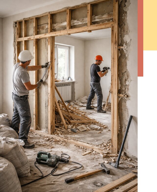 Демонтаж деревянных перегородок в Павловском Посаде от 3252 руб. — быстро и недорого | ОТДЕЛОЧНИК-Пвл