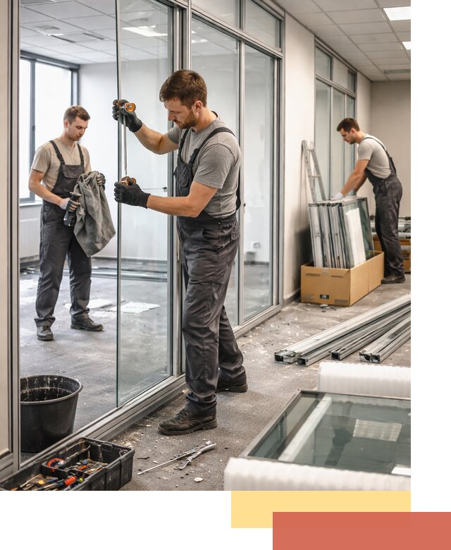 Демонтаж стеклянных перегородок в Павловском Посаде быстро и безопасно