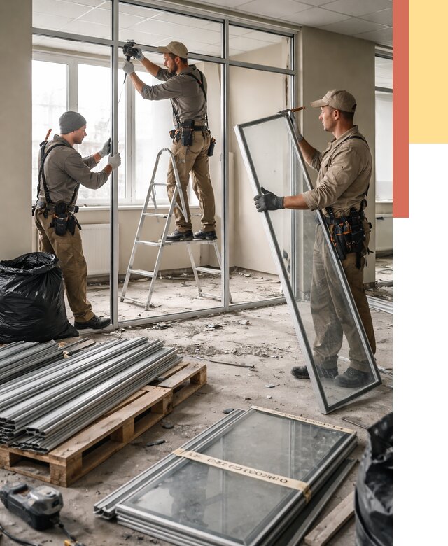 Демонтаж алюминиевых перегородок в Павловском Посаде от 4268 руб. — быстро и недорого | ОТДЕЛОЧНИК-Пвл