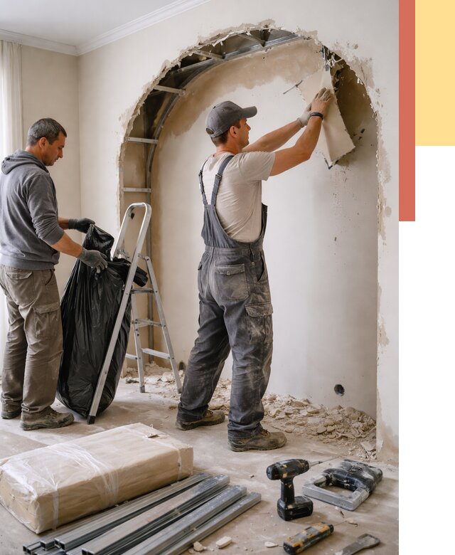 Демонтаж арки из гипсокартона в Павловском Посаде от 3557 руб. — услуги под ключ | ОТДЕЛОЧНИК-Пвл