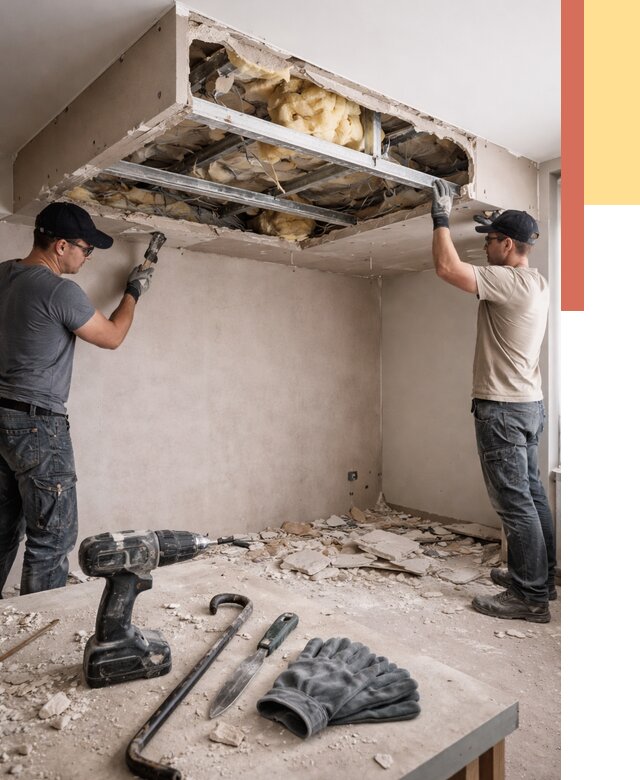 Демонтаж короба из гипсокартона в Павловском Посаде от 1545 руб. — быстро и недорого | ОТДЕЛОЧНИК-Пвл