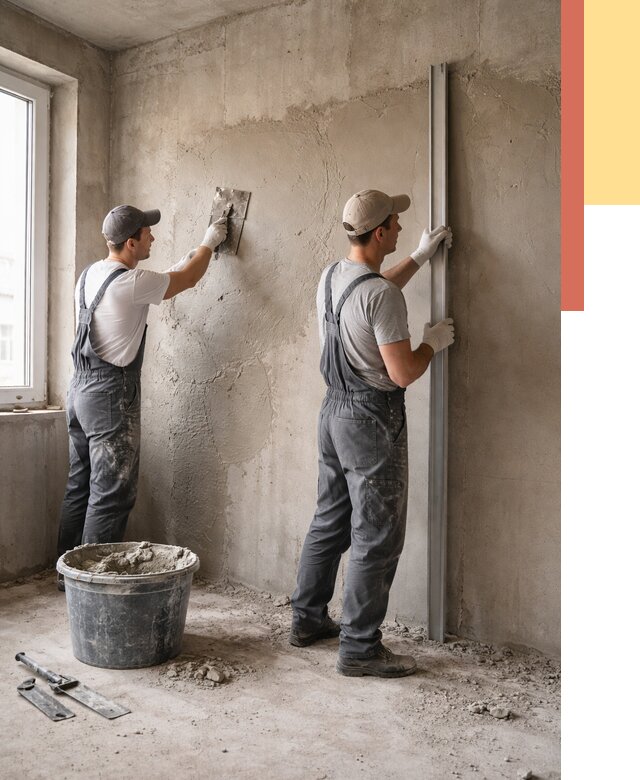 Штукатурка бетонных стен в Павловском Посаде от 4573 руб/м² — качественно и быстро | ОТДЕЛОЧНИК-Пвл