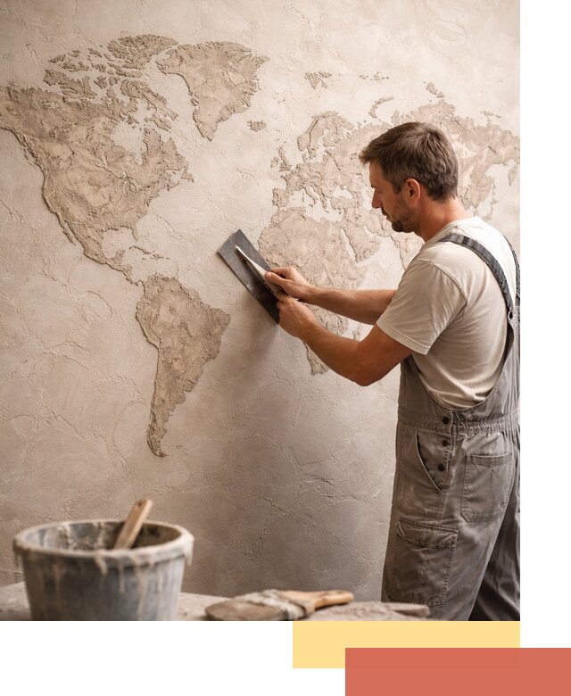Декоративная штукатурка «Карта мира» под ключ в Павловском Посаде