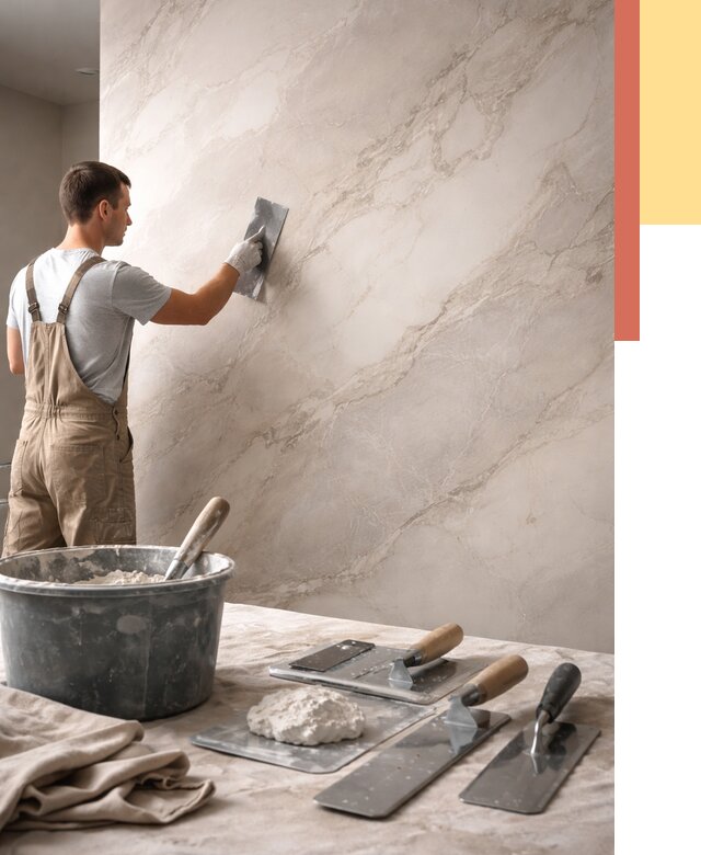 Декоративная штукатурка под мрамор в Павловском Посаде от 2845 руб./м² — быстро и недорого | ОТДЕЛОЧНИК-Пвл