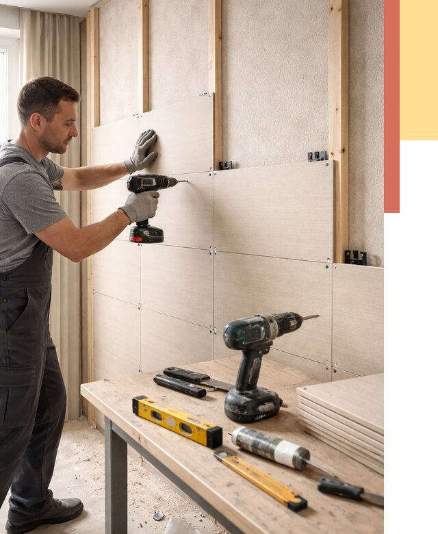 Монтаж МДФ панелей на стены в Павловском Посаде от 1270 руб. под ключ | ОТДЕЛОЧНИК-Пвл