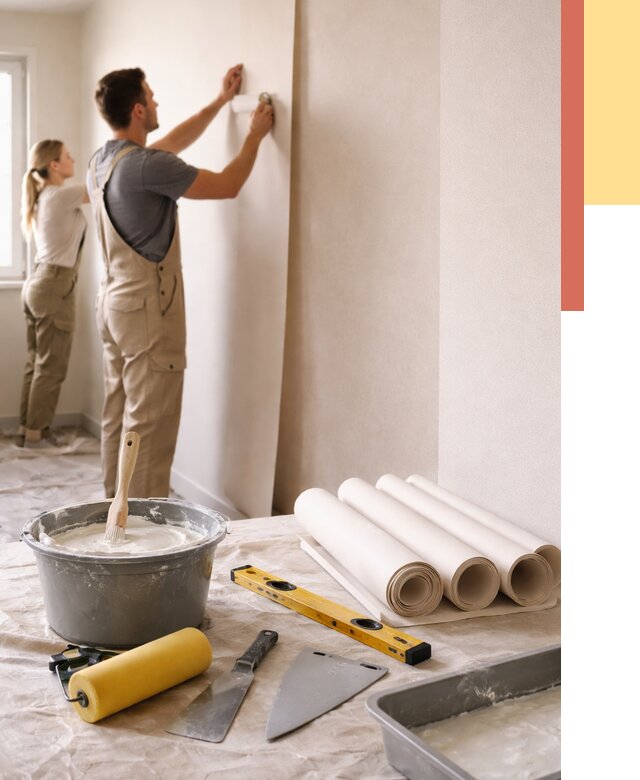 Поклейка бумажных обоев в Павловском Посаде от 5589 руб./м2 — быстро и недорого | ОТДЕЛОЧНИК-Пвл