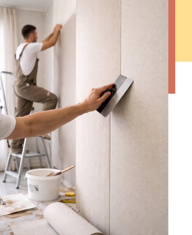 Поклейка текстильных обоев в Павловском Посаде от 4573 руб. под ключ | ОТДЕЛОЧНИК-Пвл