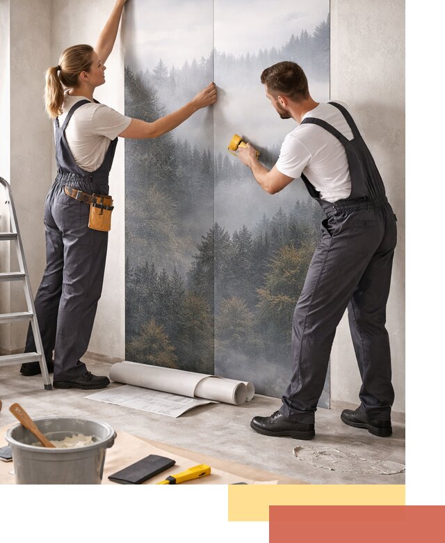 Поклейка фотообоев профессионально в Павловском Посаде под ключ