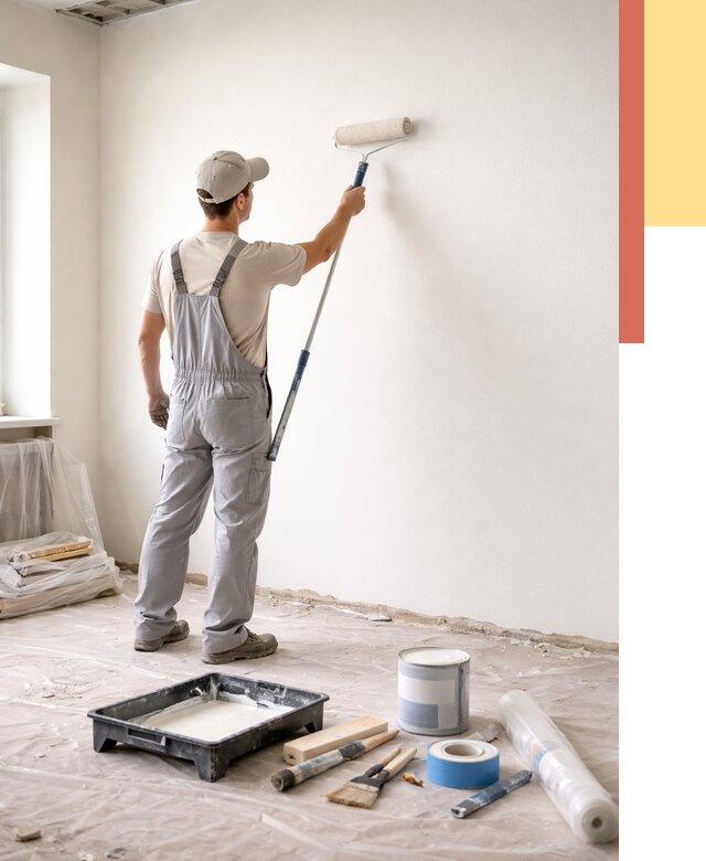 Покраска стен водоэмульсионной краской в Павловском Посаде от 457 руб. за м² | ОТДЕЛОЧНИК-Пвл