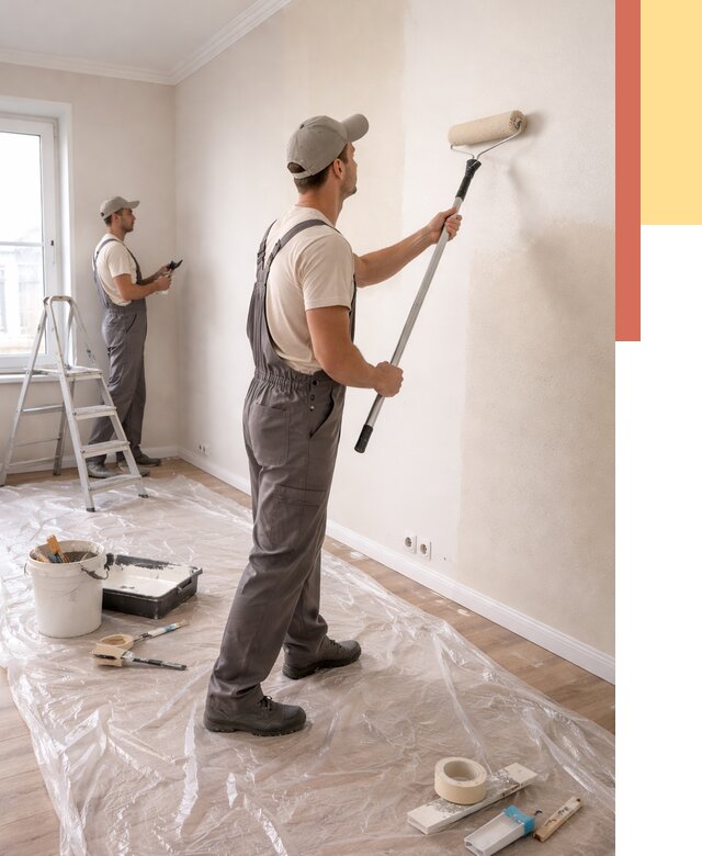 Покраска стен акриловой краской в Павловском Посаде от 3557 руб./м² — быстро и недорого | ОТДЕЛОЧНИК-Пвл