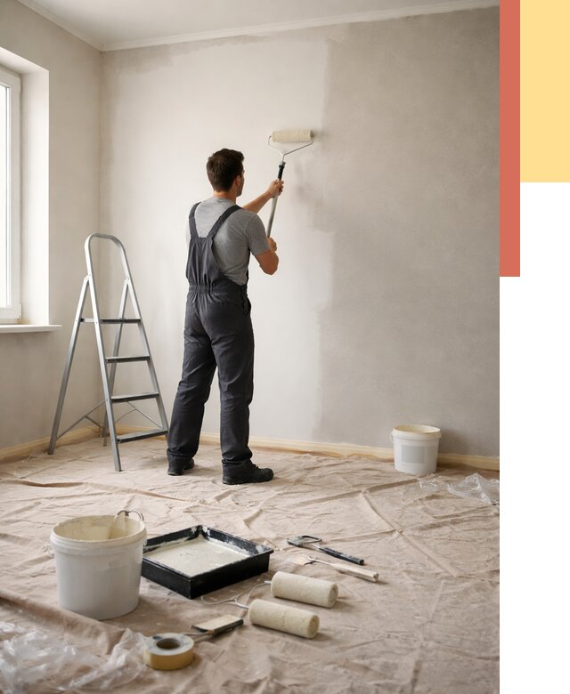 Покраска стен моющейся краской в Павловском Посаде от 356 руб./м² — быстро и недорого | ОТДЕЛОЧНИК-Пвл