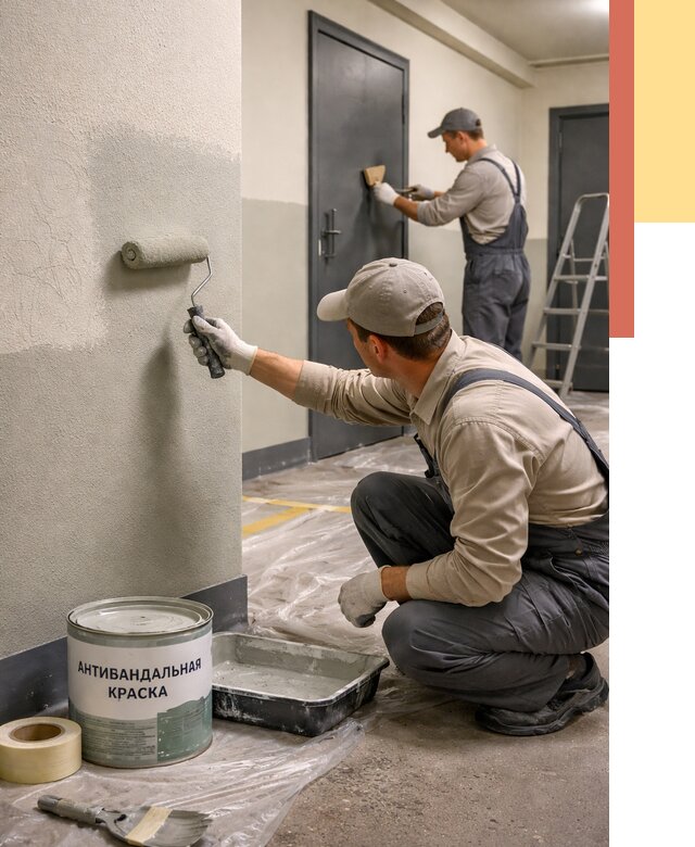 Покраска стен антивандальной краской в Павловском Посаде от 4573 руб./м² под ключ | ОТДЕЛОЧНИК-Пвл