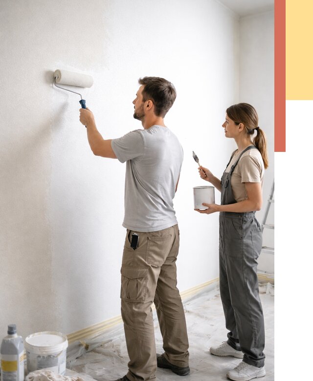 Окраска стен по стеклохолсту в Павловском Посаде от 4573 руб/м² под ключ | ОТДЕЛОЧНИК-Пвл