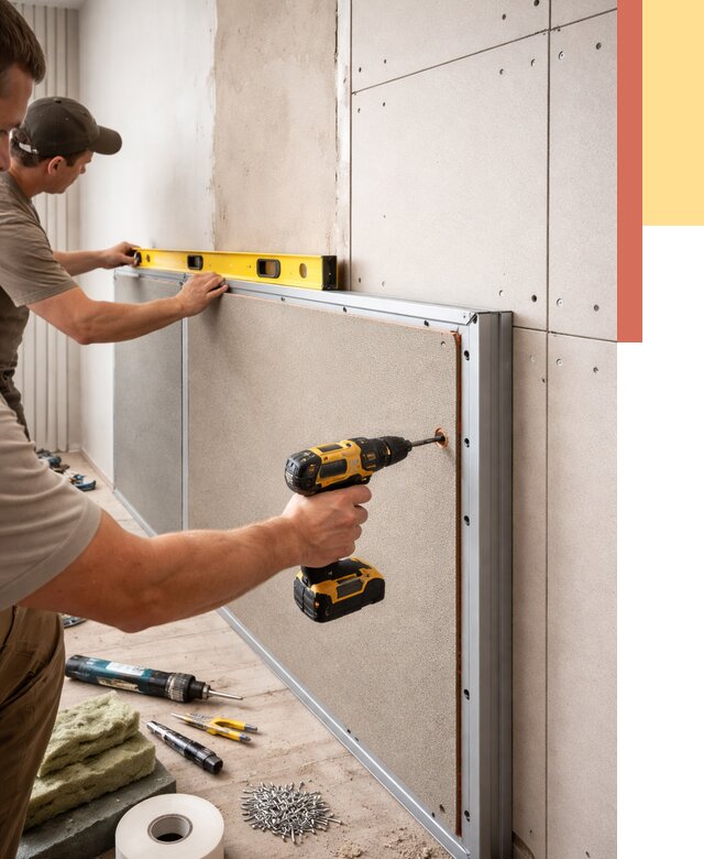 Шумоизоляция стен панелями ЗИПС в Павловском Посаде от 2236 руб./м² под ключ | ОТДЕЛОЧНИК-Пвл