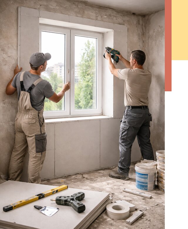 Монтаж откосов из гипсокартона в Павловском Посаде от 4573 руб. под ключ | ОТДЕЛОЧНИК-Пвл