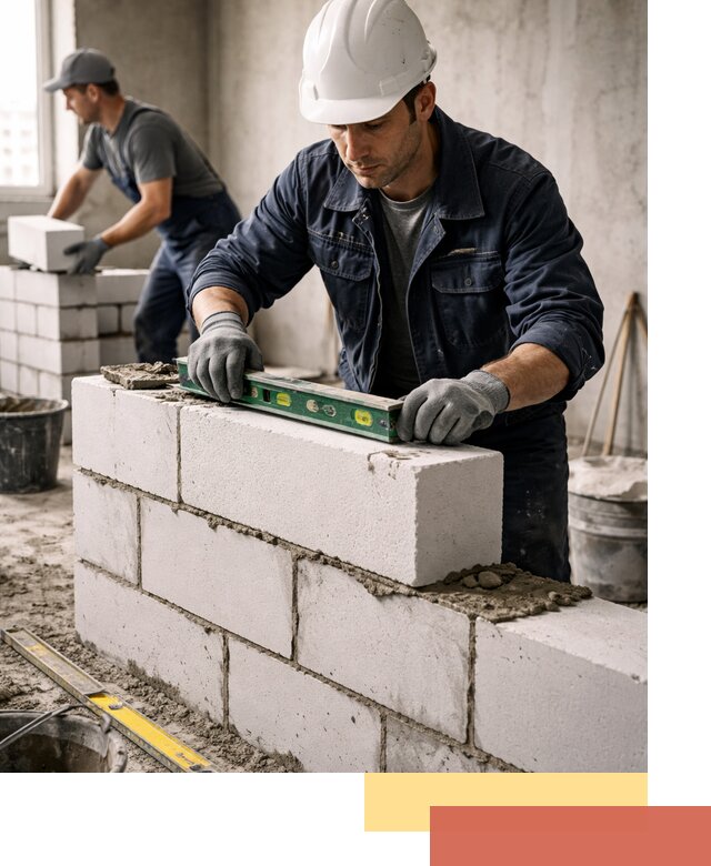 Кладка перегородок из пеноблока под ключ в Павловском Посаде