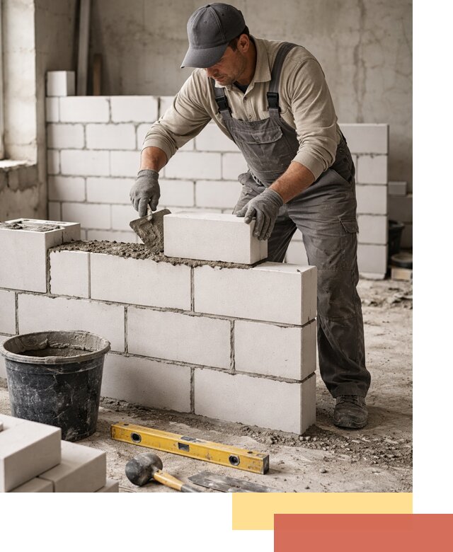 Кладка перегородок из силикатного блока в Павловском Посаде