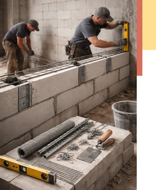 Армирование кладки перегородок в Павловском Посаде от 762 руб. под ключ | ОТДЕЛОЧНИК-Пвл