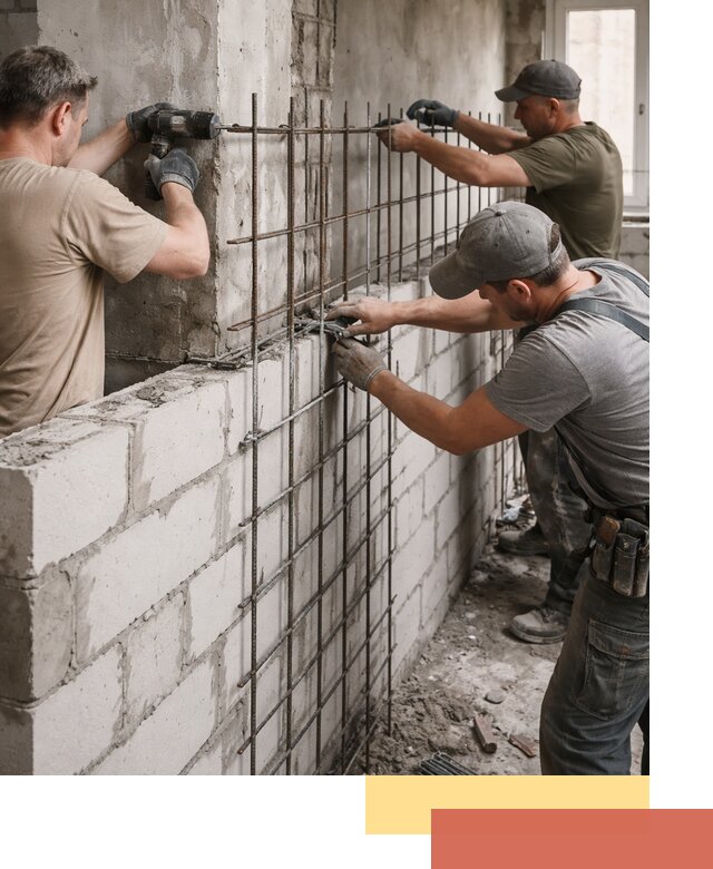Армирование кладки перегородок в Павловском Посаде профессионально и надёжно