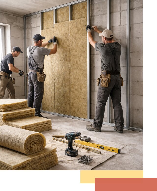 Шумоизоляция перегородок из блоков в Павловском Посаде — монтаж и защита шумоизоляцией