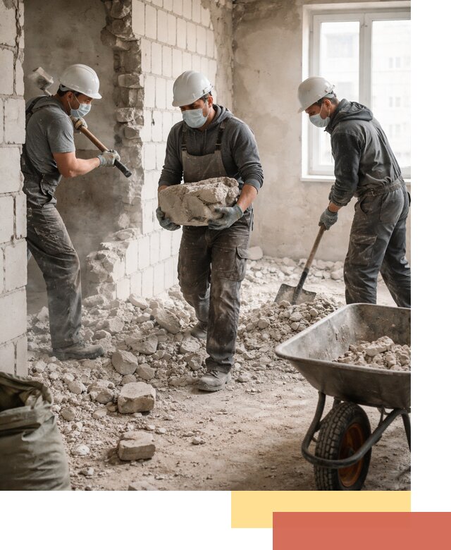 Демонтаж блочных перегородок в Павловском Посаде быстро и аккуратно