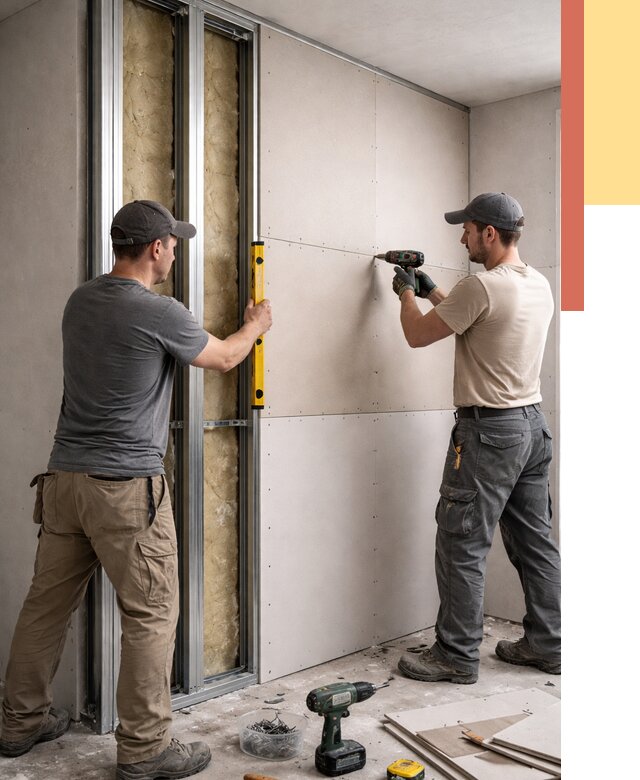 Монтаж двухслойной перегородки из гипсокартона в Павловском Посаде от 1473 руб. | ОТДЕЛОЧНИК-Пвл