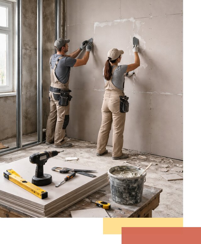 Монтаж двухслойной перегородки из гипсокартона в Павловском Посаде