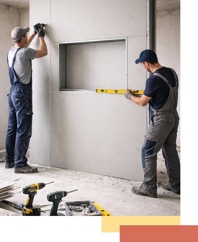 Перегородка из гипсокартона с нишей под декор в Павловском Посаде