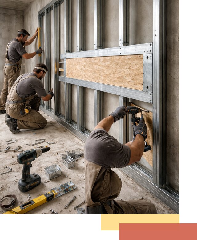 Усиленная перегородка для крепления тяжёлых конструкций в Павловском Посаде