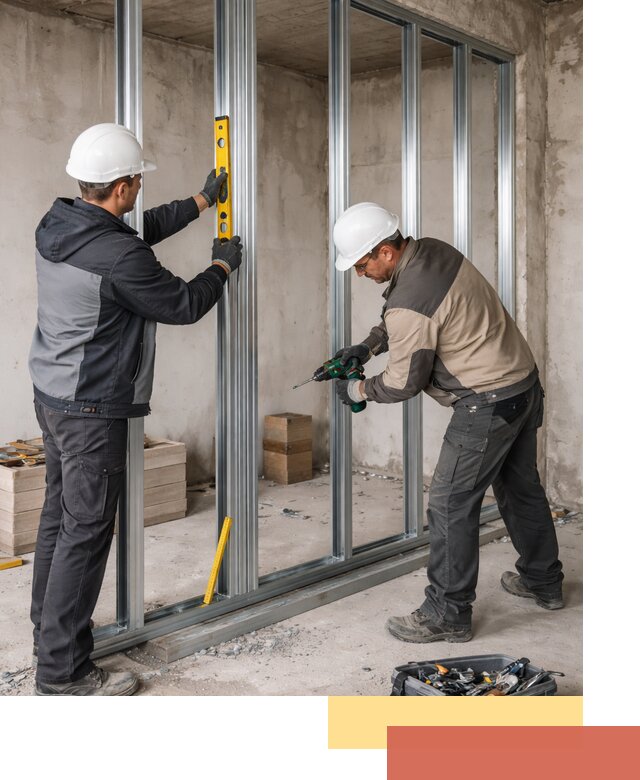 Монтаж каркаса перегородки из профиля в Павловском Посаде