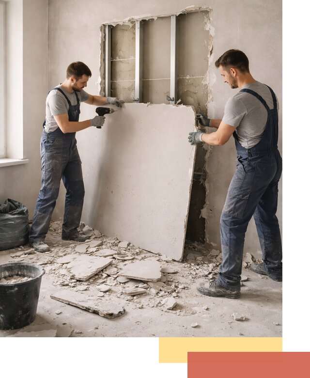 Демонтаж перегородки из гипсокартона в Павловском Посаде быстрый и аккуратный