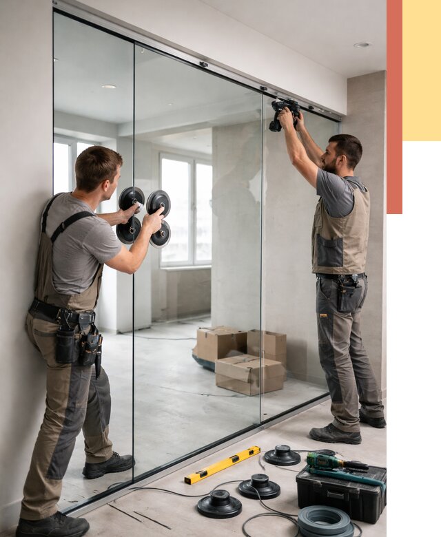 Монтаж стеклянных перегородок в Павловском Посаде от 6605 руб. | ОТДЕЛОЧНИК-Пвл