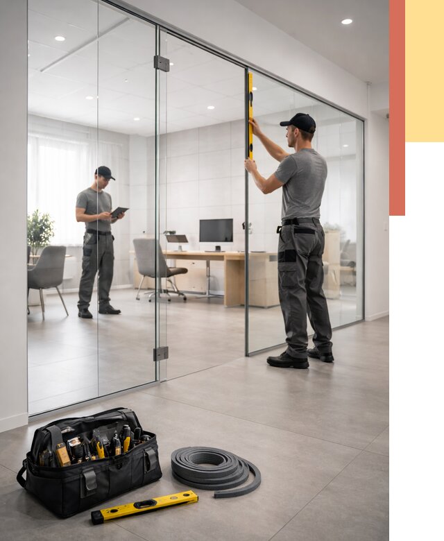 Цельностеклянные перегородки под ключ в Павловском Посаде от 9654 руб. — монтаж и цены | ОТДЕЛОЧНИК-Пвл