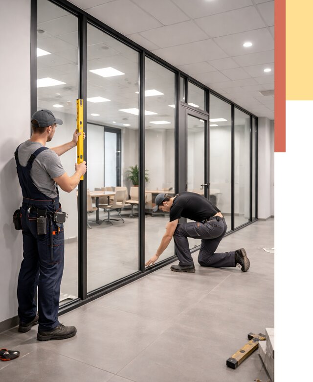 Каркасные стеклянные перегородки в Павловском Посаде под ключ от 9349 руб. | ОТДЕЛОЧНИК-Пвл