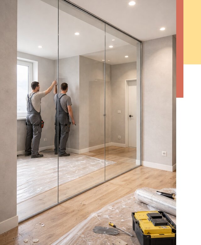 Безрамные стеклянные перегородки в Павловском Посаде — монтаж от 9654 руб. | ОТДЕЛОЧНИК-Пвл