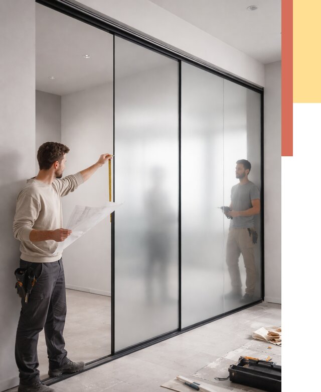 Матовые стеклянные перегородки в Павловском Посаде от 8638 руб. — монтаж и установка | ОТДЕЛОЧНИК-Пвл