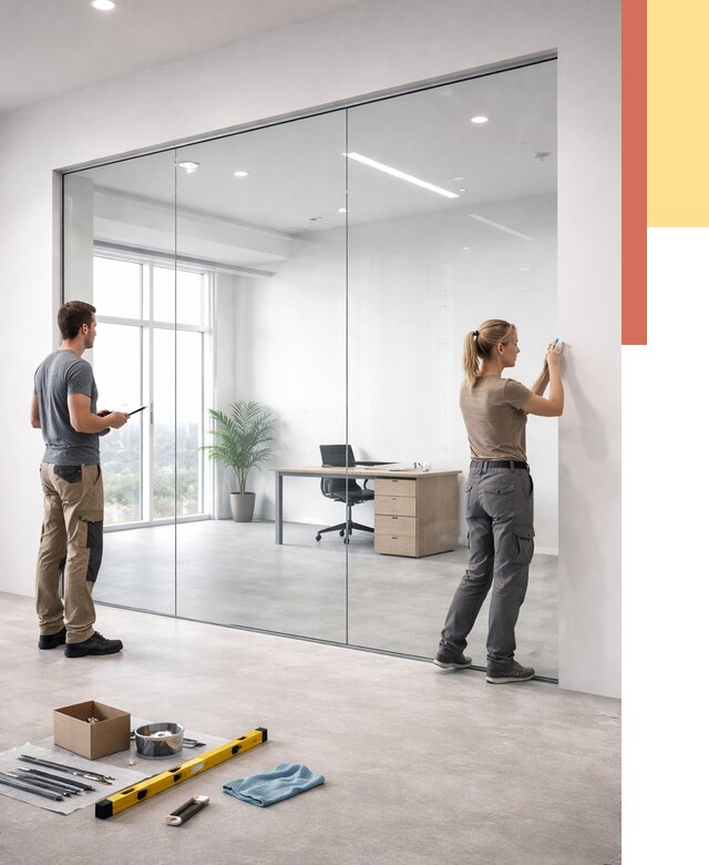 Перегородки из закаленного стекла в Павловском Посаде от 9654 руб. под ключ | ОТДЕЛОЧНИК-Пвл