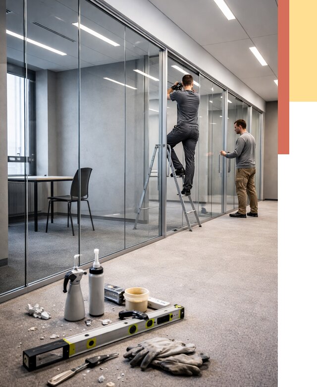 Стеклянные офисные перегородки в Павловском Посаде от 8638 руб. — монтаж и установка | ОТДЕЛОЧНИК-Пвл