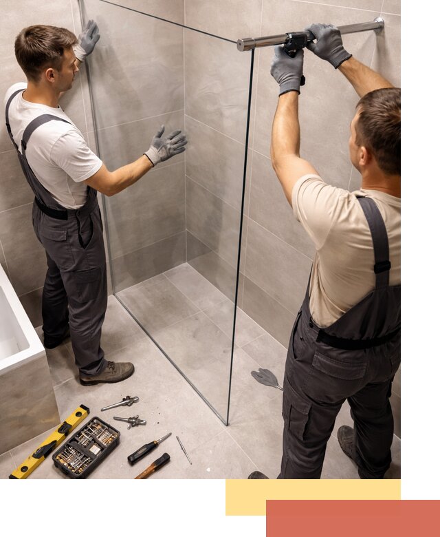 Стеклянные перегородки для душа в Павловском Посаде — изготовление и монтаж