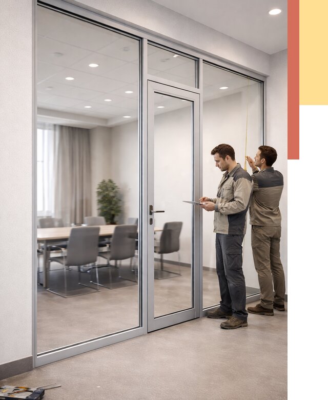 Установка и монтаж алюминиевых перегородок со стеклом в Павловском Посаде от 8333 руб. | ОТДЕЛОЧНИК-Пвл