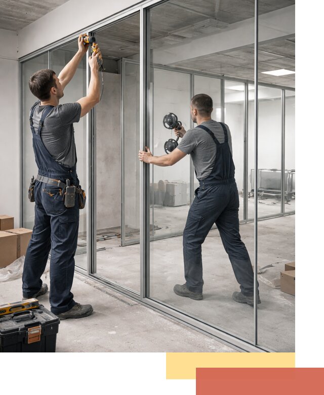 Алюминиевые перегородки со стеклом в Павловском Посаде — изготовление и монтаж