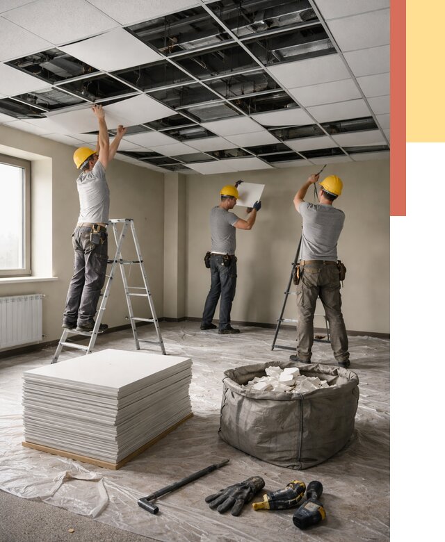 Демонтаж потолка Армстронг в Павловском Посаде от 4573 руб. быстро и недорого | ОТДЕЛОЧНИК-Пвл