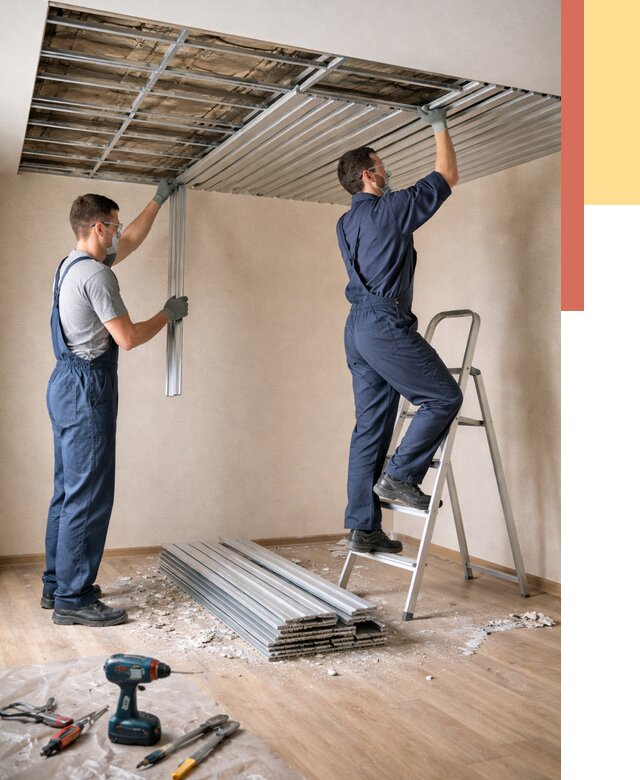 Демонтаж реечного потолка в Павловском Посаде от 4573 руб. быстро и недорого | ОТДЕЛОЧНИК-Пвл