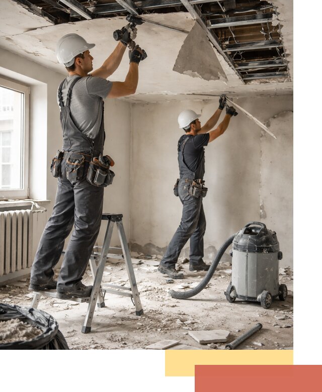 Демонтаж гипсокартонного потолка в Павловском Посаде быстро и аккуратно